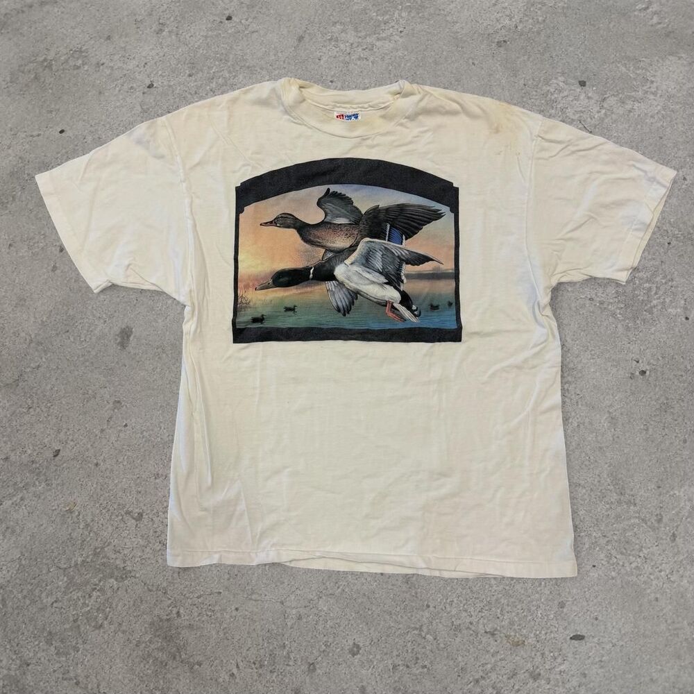 Vintage 1990s Hanes Duck Hunting Tee Nature Outdoors Size XL - Picture 1 of 4